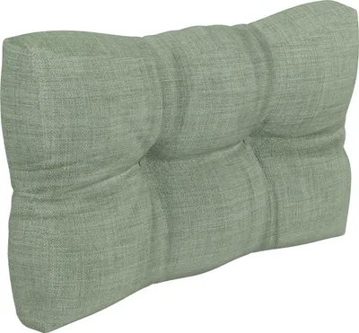 A tufted green cushion on a white background.