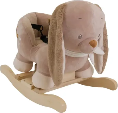Produktbild von Doukidou Schaukelpferd, Kuscheltier, Hase ab 10 Monaten – Für Jungen und Mädchen – Holzsockel