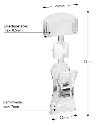 Produktbild von 10 Stück Preisklammer / Preisschildhalter / Klemme verstellbar mit Kugelgelenk