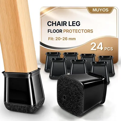 Produktbild von Stuhlfußkappen Stuhlbeinschoner Filzgleiter - 20 bis 26 mm - Schwarz - 24 Stück