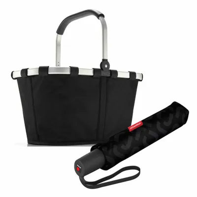 Immagine prodotto di reisenthel carrybag mit umbrella pocket duomatic Set, Einkaufskorb, Regenschirm, Black, 22 L, 2-tlg.