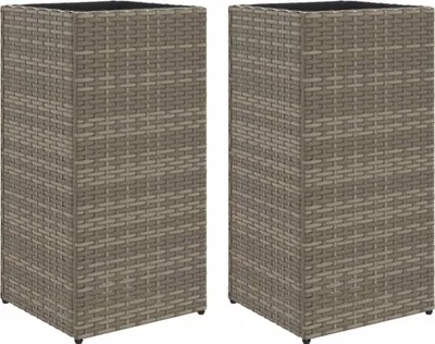 Produktbild von vidaXL Pflanzkübel 2 Stk. Grau 30x30x60 cm Poly Rattan