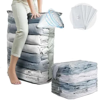 Produktbild von Vakuumbeutel für Kleidung Groß Würfel, 4 Jumbo Vakuumbeutel für Bettdecken Vacuum Bags for Clothing Vakuumierbeutel Kleidung für Bettwäsche Kissen Zuhause Reise