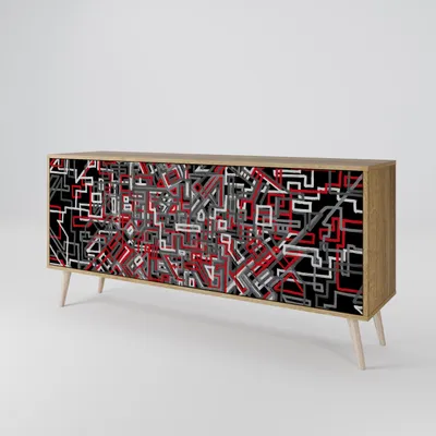 Immagine prodotto di Spacerebels cassettiera a 3 ante - credenza cassettiera - credenza alta - mobile armadio - soggiorno camera da letto - 57,5×164,5×42 (HxLxP)