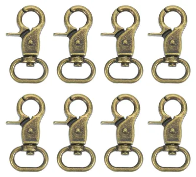 Metall-Karabinerhaken 8er-Set, 15 mm, Bronze, drehbar