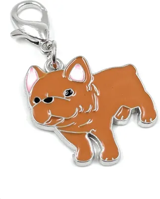 Image de Onwomania - "Bouledogue Orange Chien Porte-clés - Porte-bonheur en métal idéal comme cadeau par ex. pour le meilleur ami, la meilleure amie, maman