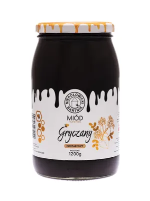 Produktbild von Buchweizenhonig 1200g Roh und Frisch Großes Glas Honig aus der Imkerei