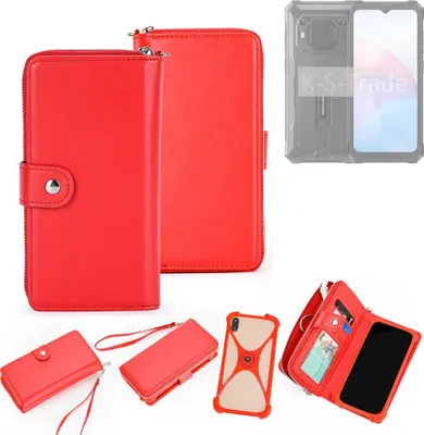 Produktbild von K-S-Trade 2in1 Schutzhülle Portemonnee Handyhülle mit Bumper kompatibel mit Blackview BV6200 Hülle Case Etui Geldbörse Smartphone rot (1x)