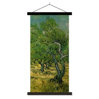 Produktbild von MuchoWow® Textilposter Olivenhain - Vincent van Gogh 60x120 cm mit schwarzem Rahmen - Magnete