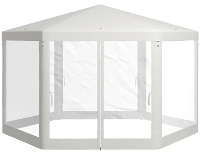 Produktbild von 4X4M Sechseckiges Partyzelt Mit Moskitonetz, Gartenzelt, Festzelt, Polyester Metall, Creme