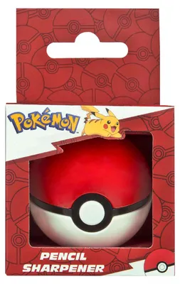 Produktbild von Pokémon Bleistiftspitzer aus Kunststoff in roter 3D Ballform für den Schreibtisch