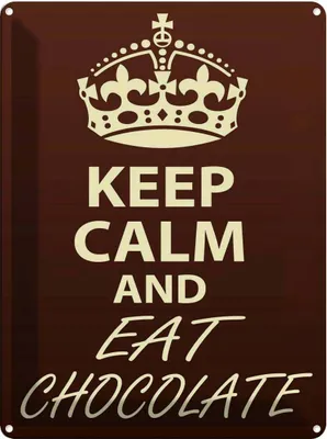 Produktbild von vianmo Blechschild 40x30 cm Keep Calm and eat Chocolate Yoga