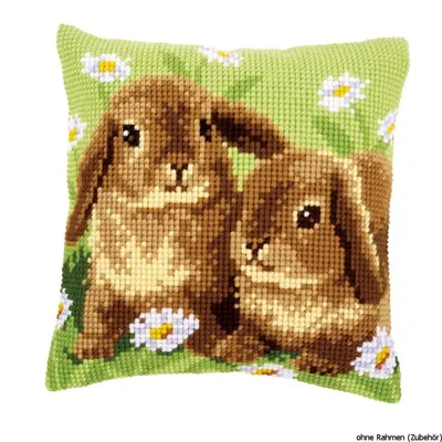 Produktbild von Vervaco Kreuzstichkissen "2 Kaninchen", Stickbild vorgezeichnet