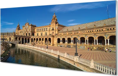 Produktbild von Glasbilder 120x60 Wandkunst Spanien Alte Stadtmarkt
