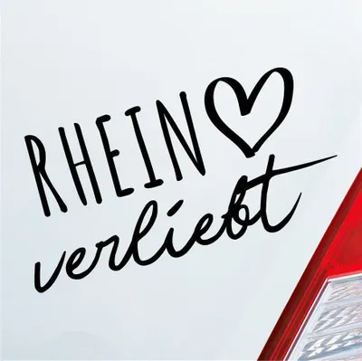 Produktbild von Auto Aufkleber Rhein verliebt Herz Fluss Wasser Water Liebe Car 19x10 cm Schwarz Glanz Sticker Heckscheibenaufkleber