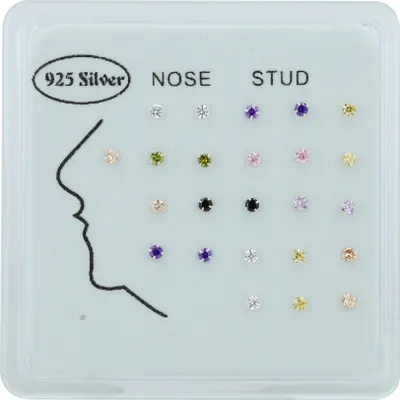 Produktbild von 925 Silber Nasen Piercings, 24 Stück, Stabstärke 0,5 mm / Stablänge 6 mm / Ø 2 oder 2,5 mm