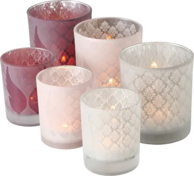 Produktbild von Windlicht Orana Glas H 8/10cm pink 2er Set