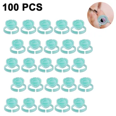 Produktbild von 100 Stück Wimpernkleberhalter, Kleberingbecher für Wimpernverlängerungen, Volumenbecher, Schnellblühende Becher für Wimpernverlängerungen, 2 Anwendungsmethoden