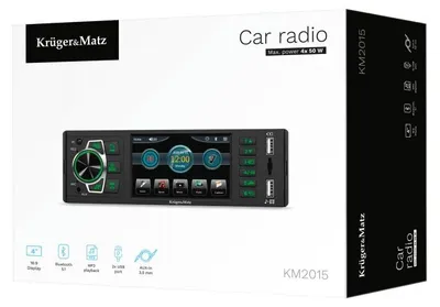 Obrázek produktu pro Kruger&Matz KM2015 Autorádio Bluetooth 5.1, DIN, USB, AUX, Jack 3,5 mm