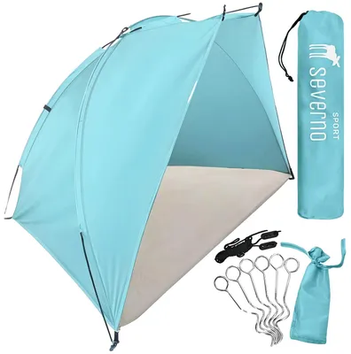 Zdjęcie produktu dla Namiot plażowy, wymiary 220 x 120 x 120 cm, lekki poliester, tkanina z ochroną przed promieniowaniem UV, konstrukcja przyjazna dla rodzin, skuteczna ochrona przed wiatrem i słońcem