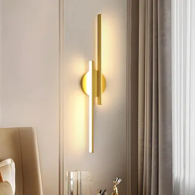 Productafbeelding van Mckalen LED wandlamp, binnen, 24W, 2700 lumen, moderne LED wandlamp, goudkleurig, 60 cm, wandverlichting voor hal, warm wit licht (3000K), geschikt voor slaapkamer, gang, woonkamer, trap