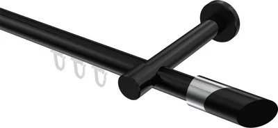 Produktbild von Interdeco Innenlaufstange / Gardinenstange mit Innenlauf Schwarz, Typ Prestige Verano (Schräge Bicolor), 20 mm Ø 1-läufig, 600 cm