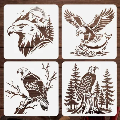 Adlerschablonen-Set, 4 Stück, 30 x 30 cm, wiederverwendbar, DIY