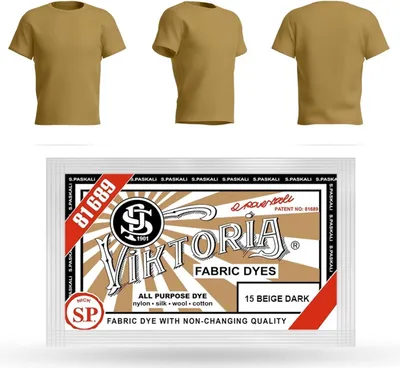 Produktbild von VIKTORIA Textilfarbe waschmaschinenfest - stofffarbe, färbemittel textilien, stofffarben waschfest, textil farbe, kleidung färben-15 Beige Dunkel