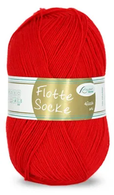 Produktbild von Flotte Socke uni 100 Gr./420m,4-fach Sockenwolle,75% Schurwolle /25% Polyamid Fb. 903 rot