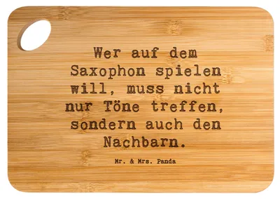 Produktbild von Mr. & Mrs. Panda Hackbrett Spruch Saxophon Spieler - Transparent - Geschenk, Blues, Lernen, Musikhumor, Schneidebrett, Kreativität, Instrument, Brett, Frühstücksbrett
