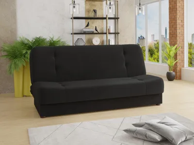 Produktbild von Schlafsofa Sena - Sofa mit Schlaffunktion und Bettkasten, Velours Stoff, Bettsofa mit Bonell-Federkern, Couch (Schwarz (Manila 18))