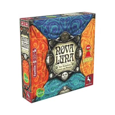 A product shot of the board game 'Nova Luna' packaging.