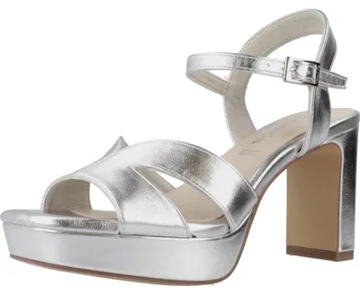 Produktbild von Tamaris Damen Sandalette Gold Silber Metallic Optik Karree 1-28349-42, Größe:38 EU, Farbe:Silber