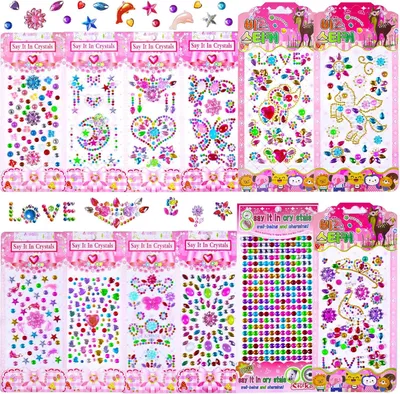 Immagine prodotto di Adesivi glitter con strass in acrilico, 12 pezzi, colorati, ideali per progetti creativi e di artigianato