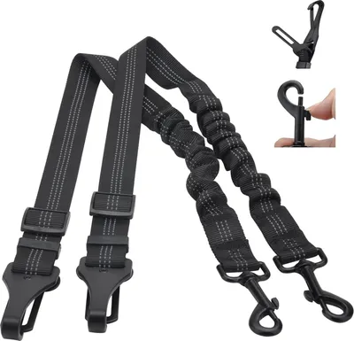 Produktbild von Verstellbare Hundesicherheitsgurt für Auto - 3-in-1 Reflektierendes Bungee Sicherheitsgeschirr