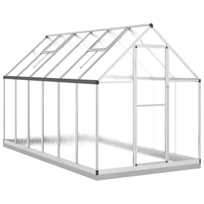 Produktbild von Gewächshaus mit Fundamentrahmen Silber 334x169x202cm Aluminimum
