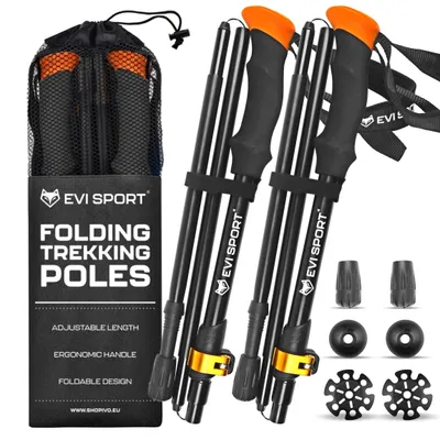 Produktbild von TREKKINGSTÖCKE Faltbar Verstellbar Wanderstöcke NORDIC WALKING Berge | ALUMINIUM, leicht, robust, komfortabel, Ergonomie, Naturkork, Outdoor