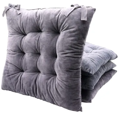 Image de Ensemble de 4 coussins de siège avec liens, 40x40 cm