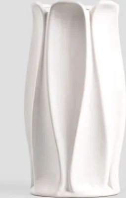 Produktbild von HOMLA NOVO Vase weiß mit geometrischem Muster 11,2x24,5 cm