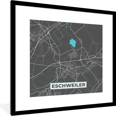 Produktbild von MuchoWow® Gerahmtes Poster Stadtplan - Eschweiler - Deutschland - Karte 40x40 cm - Poster mit Schwarzem Bilderrahmen Wandposter Rahmen Foto Bilder - Poster - Plakat im Rahmen