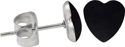 Produktbild von Chirurgenstahl Ohrstecker Emaille Herz Farbe - Schwarz