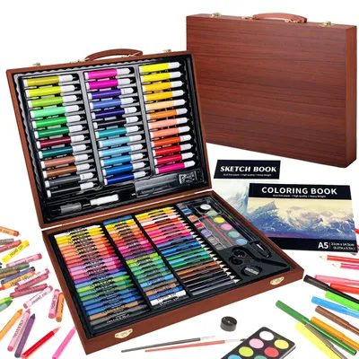 Immagine prodotto di Elzusha - Set completo da disegno e pittura per bambini, composto da 150 pezzi - Valigetta creativa