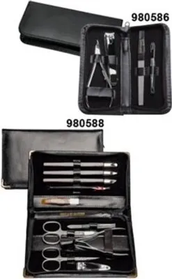 Produktbild von Maniküre Etui 10tlg.schwarz mit goldenen Ecken>>>>