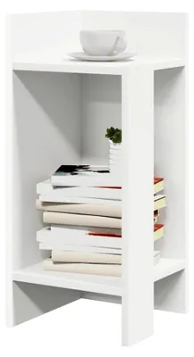 Produktbild von Beistelltisch mit Ablage in Weiß 25,5x27x60 cm, Akzenttisch, Lampentisch, kleiner Tisch, Sofatisch, Wohnzimmertisch, Ecktisch, Telefontisch