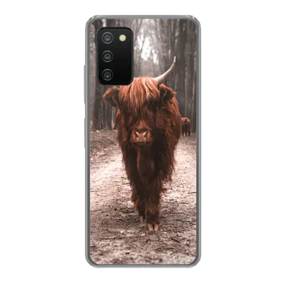 Produktbild von MuchoWow® Handyhülle Schutzhülle Hülle für Samsung Galaxy A03s Schottischer Hochländer - Wald - Kuh - Tiere - Natur Silikon Softcase Handy Hülle - Schutz