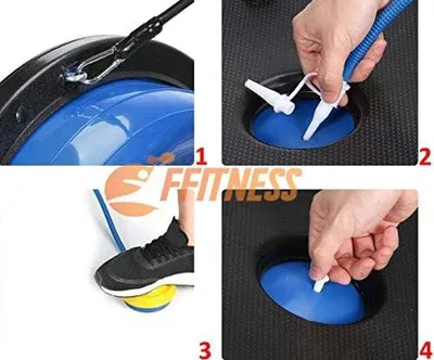 Produktbild von Halb-Balance-Ball mit Seil (Durchmesser 60 cm) und Pumpe mit Gummizug für Home Fitness, Pilates, Yoga und Gleichgewichtstraining, grün