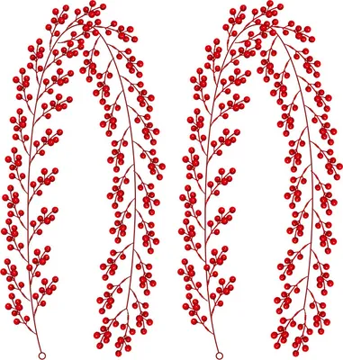 Produktbild von Weihnachtskranz mit künstlichen roten Beeren für Familienküche Hochzeit Garten Wanddekoration，2 Stück