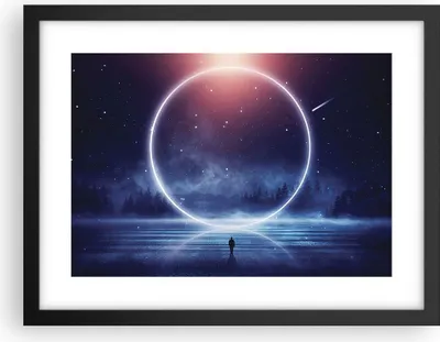 Produktbild von Gerahmtes Poster - Schwarzer Rahmen - Fantasie Ring Kosmos - 40x30 cm - Wand Bild - Wanddeko - Wandbilder - Kunstposter - Wandposter - Bilderrahmen - Bilder - Kunstdruck - P2BAA40x30-4664