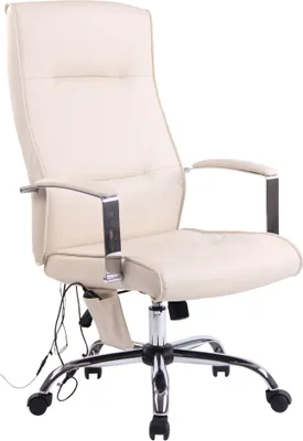 Produktbild von CLP Bürostuhl Portland mit Massagefunktion höhenverstellbar mit Kunstlederbezug Oder Stoffbezug creme Material Kunstleder