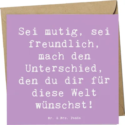 Produktbild von Mr. & Mrs. Panda Glückwunschkarte Spruch Freundlichkeiten verbreiten - Lavendeltraum - Geschenk, positive Taten, Inspiration, Trost, Mutmacher, Mut, anlasskarte